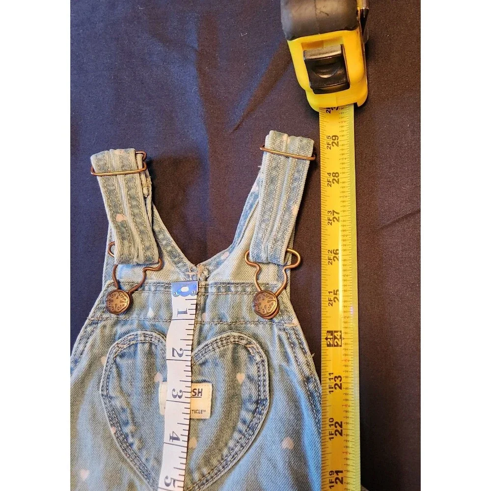 Oshkosh Overalls Girls Youth 2T Denim Bib Hearts Country Girl Rockabilly